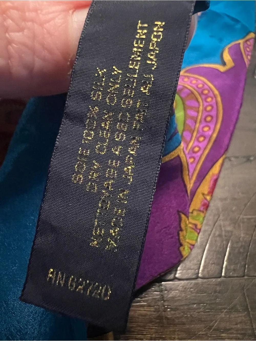 Oscar de la Renta Teal, Magenta & Yellow Silk Scarf